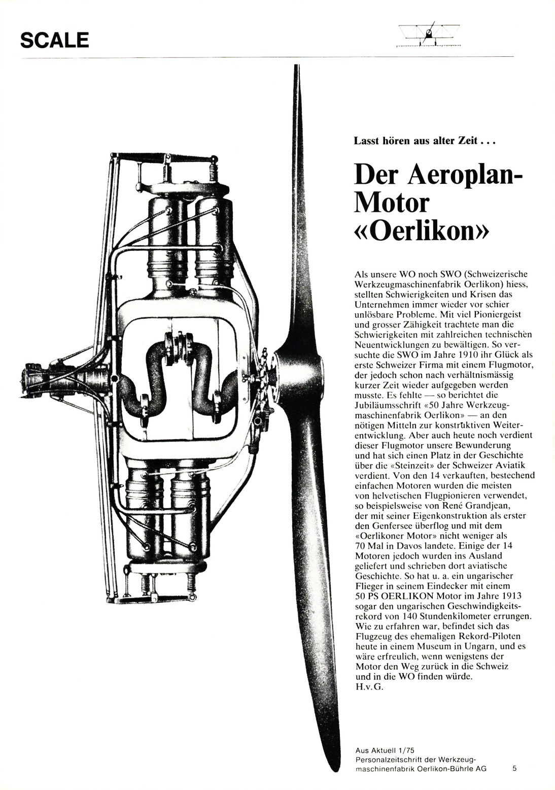 Lasst hören aus alter Zeit ... Der Aeroplan-Motor «Oerlikon»